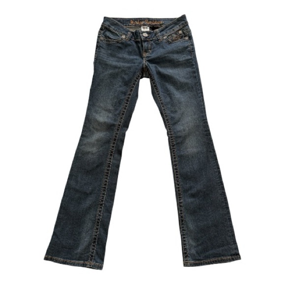 Harley-Davidson Bootcut Jeans Womens 2 Low Rise Embroidered Pocket - Picture 3 of 8